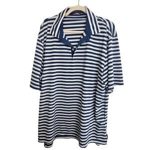 RLX Ralph Lauren Polo Shirt Golf Polo Blue White Striped Men XL Wicking